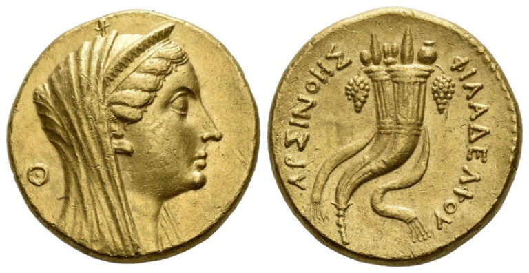 Lot 881 - Ptolemy II Philadelphos, 285 – 246. In the name of Arsinoe II. Octodrachm, Alexandria circa 252-249