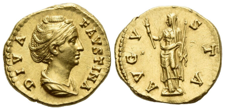Diva Faustina I Aureus Rome after 141 Ex CNG 99, 2015, 645 and NAC 150, 2024, 860 sales.