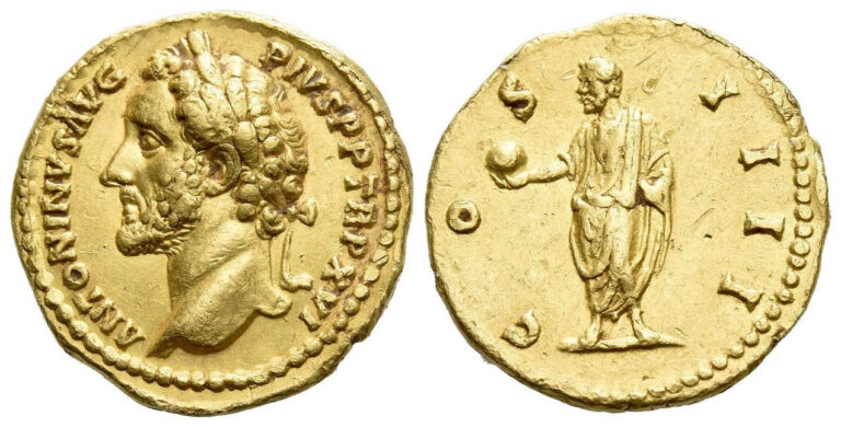 Lot 610 Antoninus Pius, 138-161 Aureus Rome circa 152-153.